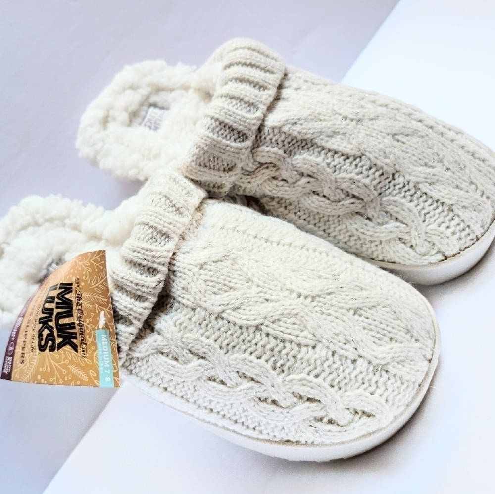 MUK LUKS Minette Indoor Outdoor Slipper Ivory Size 7 8